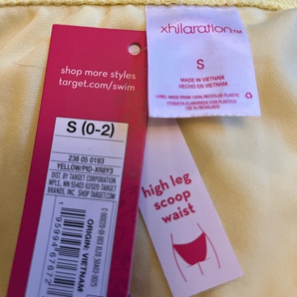 Juniors' Xhilaration Ribbed Cheeky High Leg Scoop waist Bikini Bottom yellow nwt - Picture 5 of 5